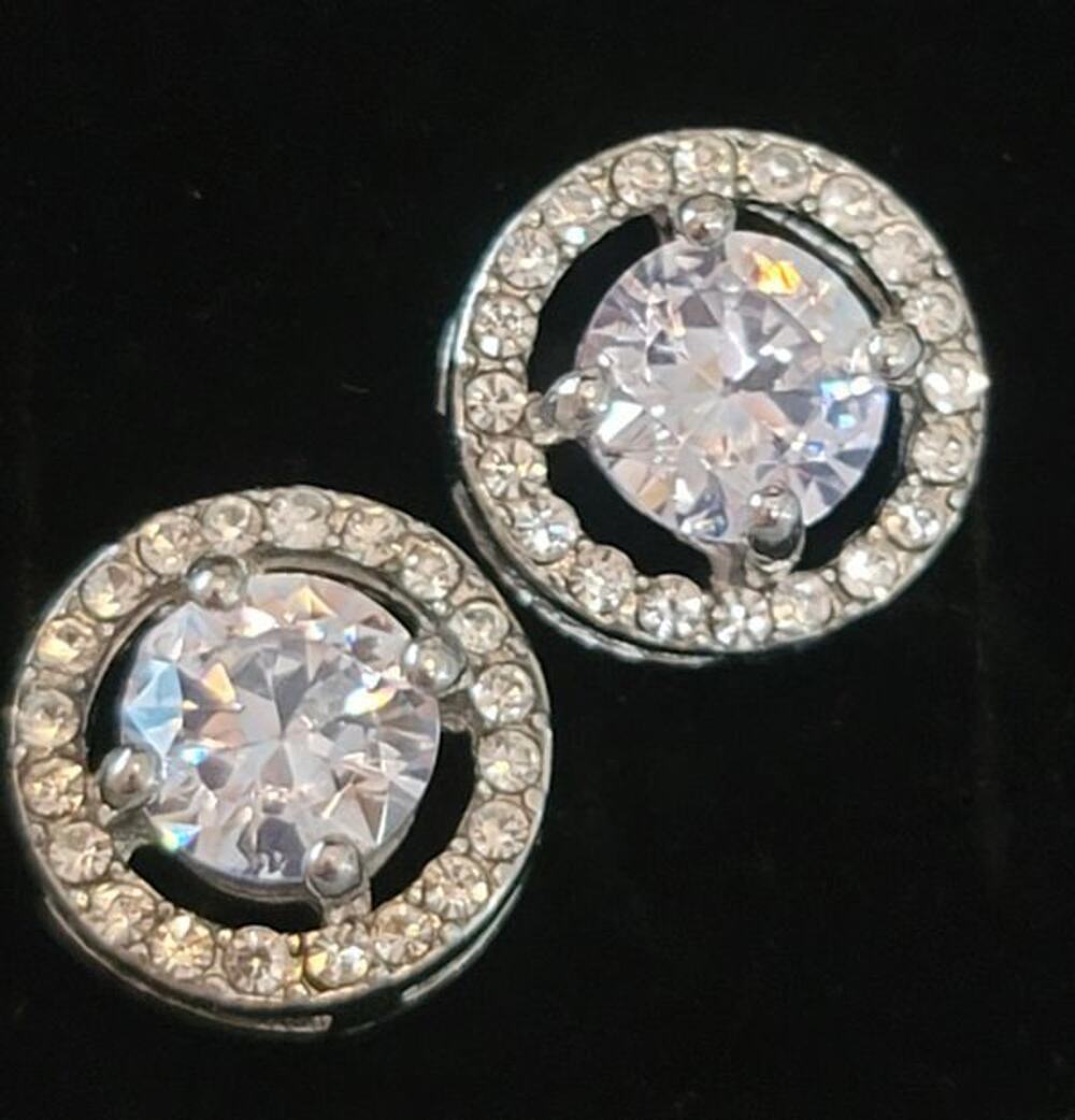Crystal Earrings Ringed in Crystals Post Back NEW